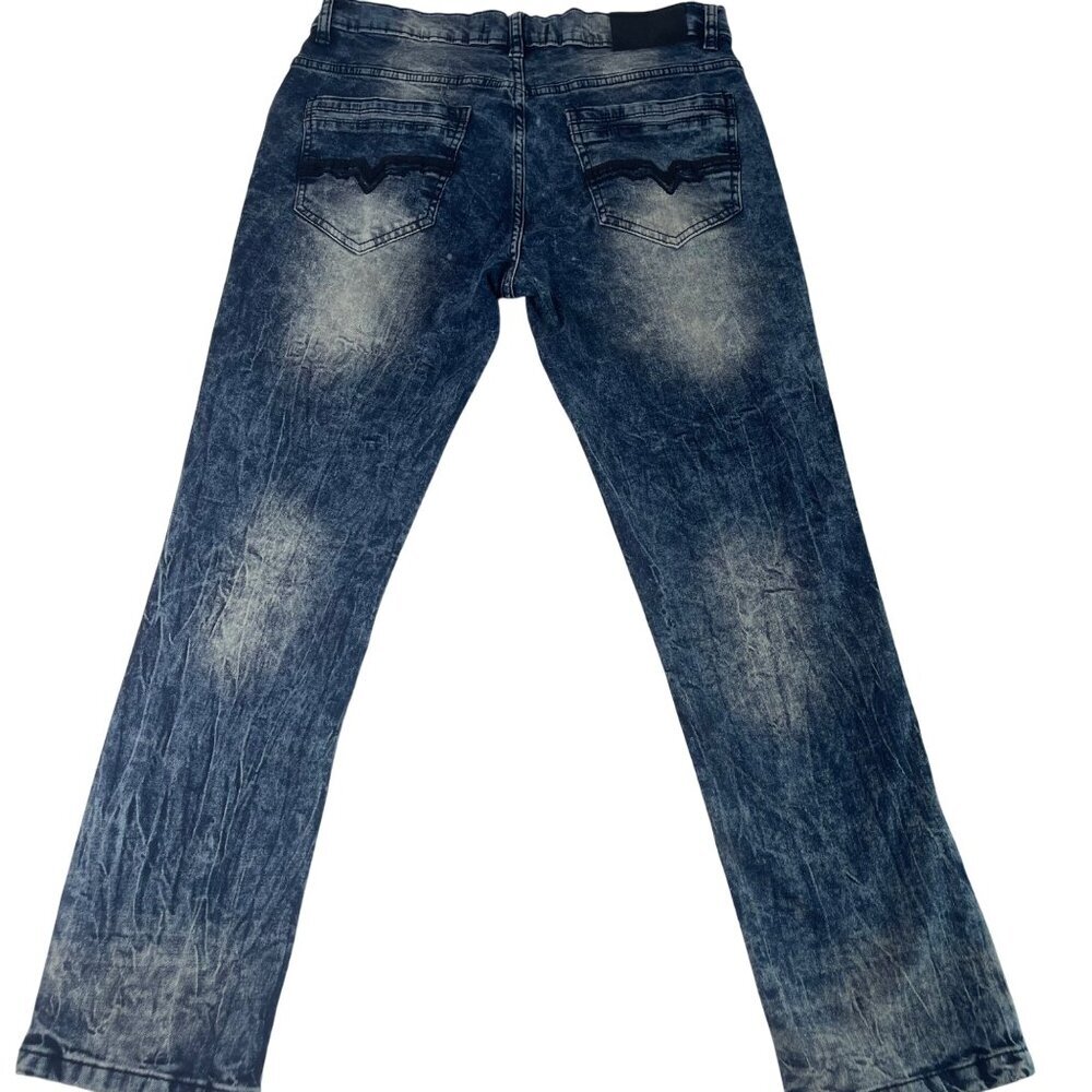 Nick Danger Mens Straight-Leg Jeans Acid Wash Grunge 34X30 Stretch Cotton - Picture 2 of 9